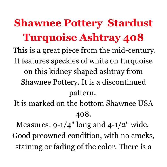 2 Vintage 1950's Shawnee Pottery Ashtray Stardust Turquoise Handmade Art Deco - Picture 7 of 13